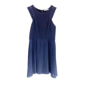 Sandro Black Flowy Sheer Pleated Little Black Dress Night Out Dress